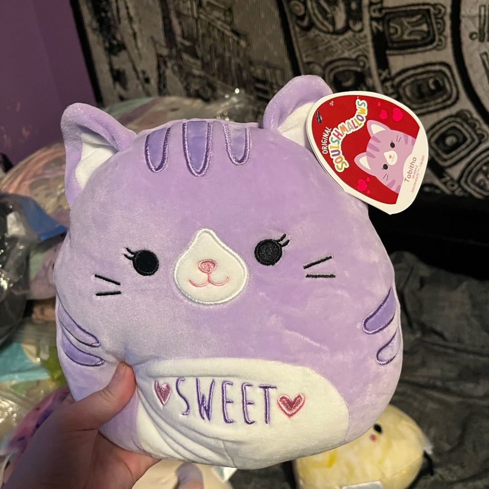 Squishmallows Purple and White Cat Plush
